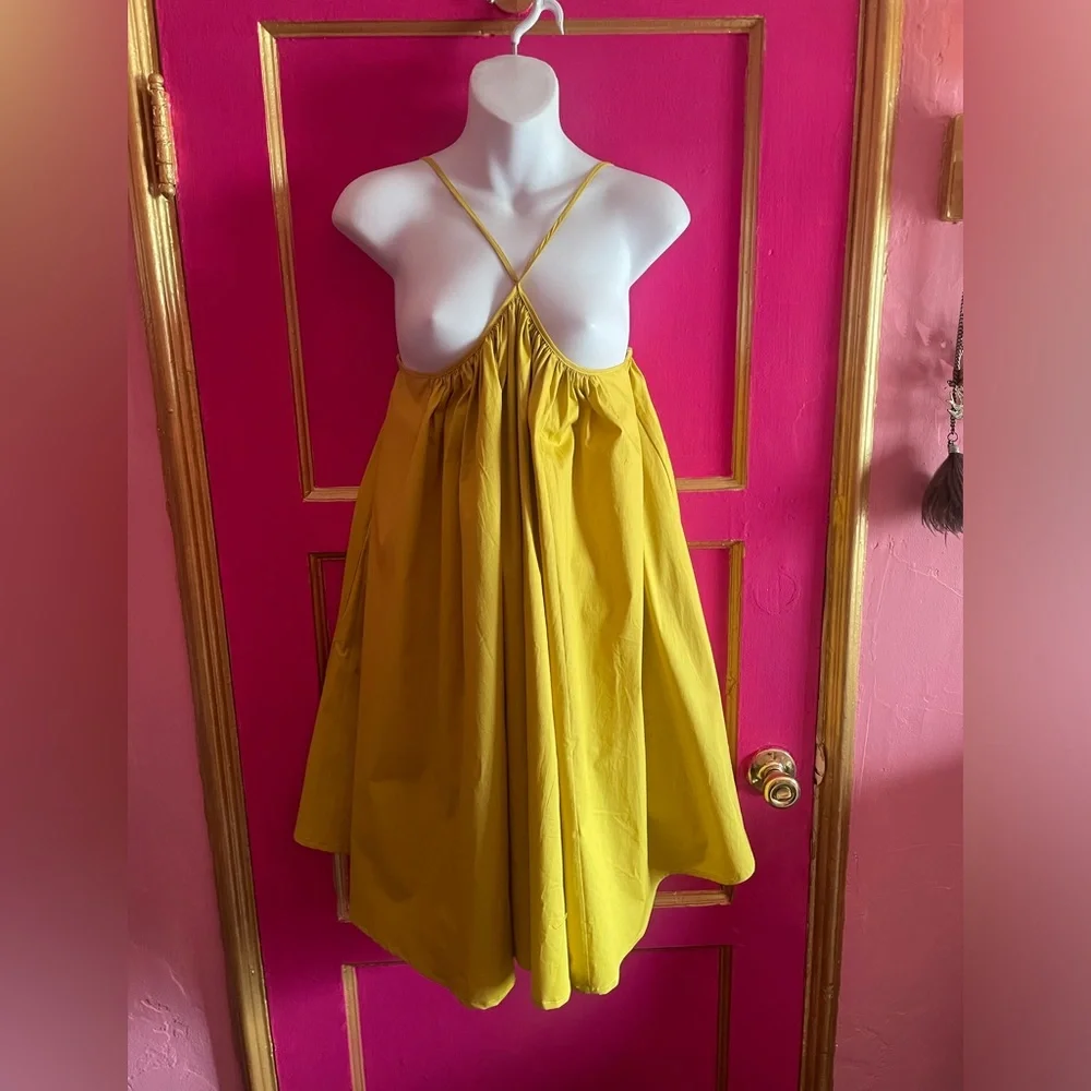 Staud mustard yellow mini trapeze dress Size 4 - Picture 6 of 7
